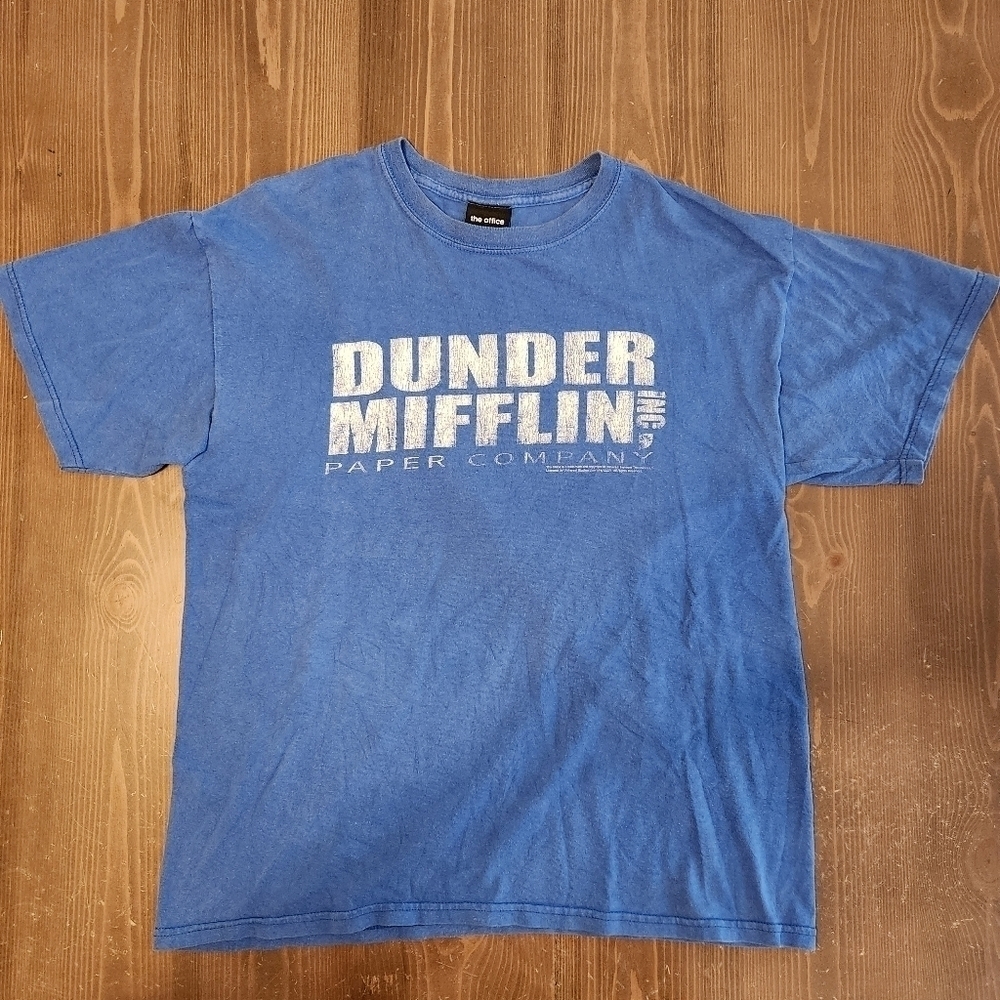 Men's Size Large Dunder Mifflin Inc The Office T Shirt Blue Graphic Print